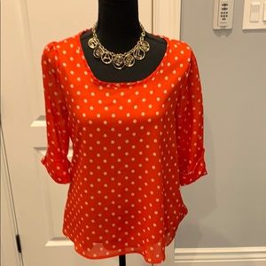 PEACH LOVE CREAM POLKA DOT TOP